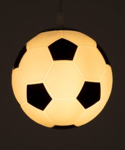 GloboStar® FOOTBALL 00643 Μοντέρνο Κρεμαστό Παιδικό Φωτιστικό Οροφής Μονόφωτο 1 x E27 Μαύρο Λευκό Γυάλινο Φ15 x Υ18cm