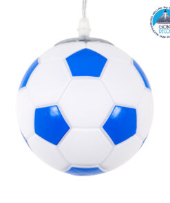 GloboStar® FOOTBALL 00644 Μοντέρνο Κρεμαστό Παιδικό Φωτιστικό Οροφής Μονόφωτο 1 x E27 Γαλάζιο Λευκό Γυάλινο Φ15 x Υ18cm