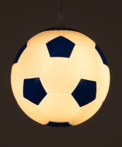 GloboStar® FOOTBALL 00644 Μοντέρνο Κρεμαστό Παιδικό Φωτιστικό Οροφής Μονόφωτο 1 x E27 Γαλάζιο Λευκό Γυάλινο Φ15 x Υ18cm