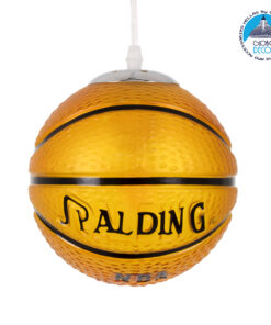 GloboStar® SPALDING NBA 00645 Μοντέρνο Κρεμαστό Παιδικό Φωτιστικό Οροφής Μονόφωτο 1 x E27 Πορτοκαλί Γυάλινο Φ18 x Υ18cm