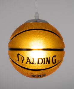 GloboStar® SPALDING NBA 00645 Μοντέρνο Κρεμαστό Παιδικό Φωτιστικό Οροφής Μονόφωτο 1 x E27 Πορτοκαλί Γυάλινο Φ18 x Υ18cm