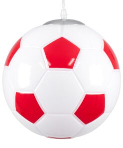 GloboStar® FOOTBALL 00646 Μοντέρνο Κρεμαστό Παιδικό Φωτιστικό Οροφής Μονόφωτο 1 x E27 Κόκκινο Λευκό Γυάλινο Φ25 x Υ25cm