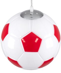GloboStar® FOOTBALL 00646 Μοντέρνο Κρεμαστό Παιδικό Φωτιστικό Οροφής Μονόφωτο 1 x E27 Κόκκινο Λευκό Γυάλινο Φ25 x Υ25cm