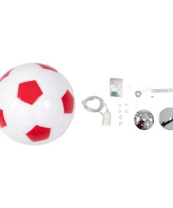 GloboStar® FOOTBALL 00646 Μοντέρνο Κρεμαστό Παιδικό Φωτιστικό Οροφής Μονόφωτο 1 x E27 Κόκκινο Λευκό Γυάλινο Φ25 x Υ25cm