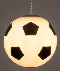 GloboStar® FOOTBALL 00647 Μοντέρνο Κρεμαστό Παιδικό Φωτιστικό Οροφής Μονόφωτο 1 x E27 Μαύρο Λευκό Γυάλινο Φ25 x Υ25cm