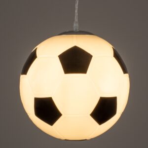 GloboStar® FOOTBALL 00647 Μοντέρνο Κρεμαστό Παιδικό Φωτιστικό Οροφής Μονόφωτο 1 x E27 Μαύρο Λευκό Γυάλινο Φ25 x Υ25cm