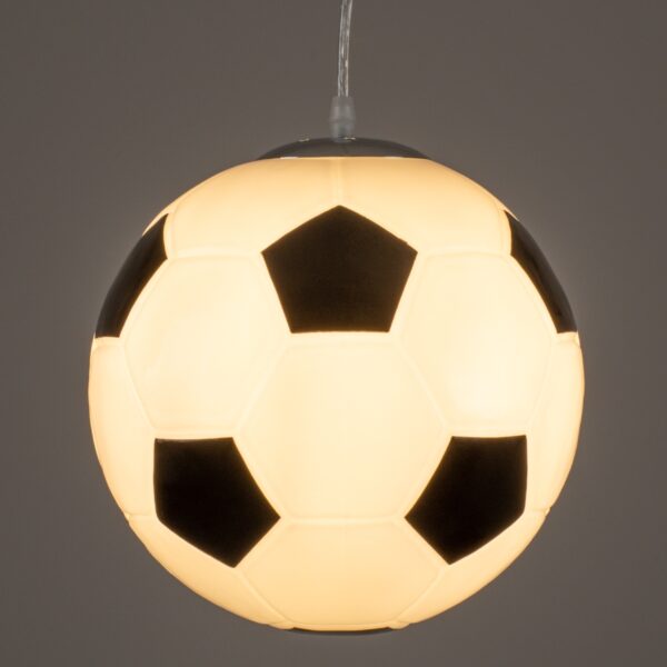 GloboStar® FOOTBALL 00647 Μοντέρνο Κρεμαστό Παιδικό Φωτιστικό Οροφής Μονόφωτο 1 x E27 Μαύρο Λευκό Γυάλινο Φ25 x Υ25cm