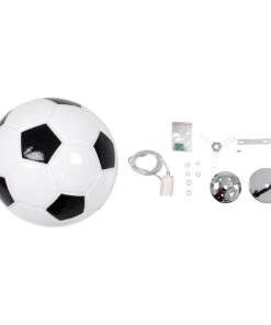 GloboStar® FOOTBALL 00647 Μοντέρνο Κρεμαστό Παιδικό Φωτιστικό Οροφής Μονόφωτο 1 x E27 Μαύρο Λευκό Γυάλινο Φ25 x Υ25cm