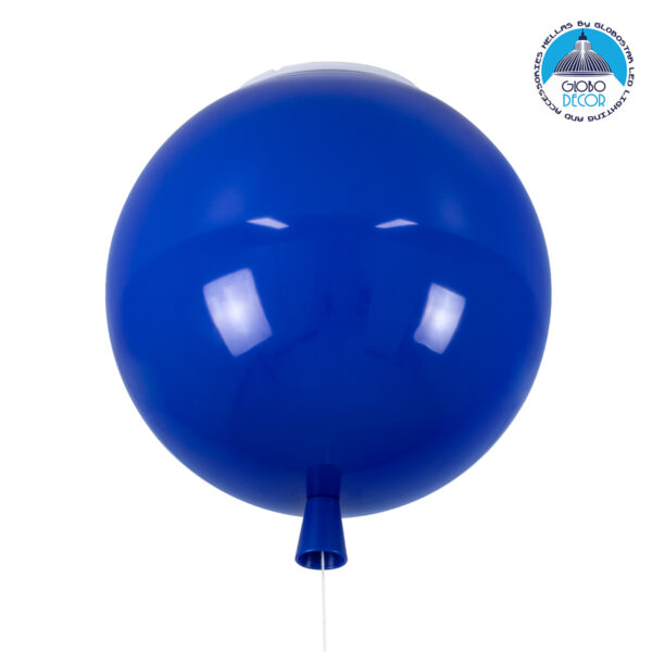 GloboStar® BALLOON 00654 Μοντέρνο Παιδικό Φωτιστικό Οροφής Μονόφωτο Μπλε Πλαστικό Μπάλα Φ30 x Υ33cm