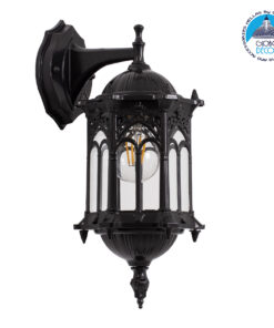 GloboStar® DARCY 00657 Vintage Φωτιστικό Τοίχου Απλίκα Μονόφωτο Μαύρο Μεταλλικό Πλέγμα Φ15.5 x Y34.5cm