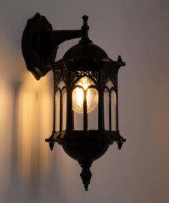 GloboStar® DARCY 00657 Vintage Φωτιστικό Τοίχου Απλίκα Μονόφωτο Μαύρο Μεταλλικό Πλέγμα Φ15.5 x Y34.5cm