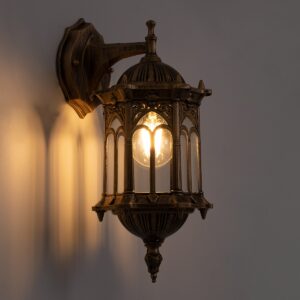 GloboStar® DARCY 00658 Vintage Φωτιστικό Τοίχου Απλίκα Μονόφωτο Μπρούτζινο Μεταλλικό Πλέγμα Φ15.5 x Y34.5cm