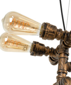 GloboStar® SWIFTWALKER 00660 Vintage Industrial Κρεμαστό Φωτιστικό Οροφής Τρίφωτο 3 x E27 Μπρούτζινο Μεταλλικό Πλέγμα Μ85 x Π29.5 x Υ55cm