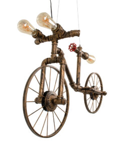 GloboStar® SWIFTWALKER 00660 Vintage Industrial Κρεμαστό Φωτιστικό Οροφής Τρίφωτο 3 x E27 Μπρούτζινο Μεταλλικό Πλέγμα Μ85 x Π29.5 x Υ55cm