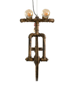 GloboStar® SWIFTWALKER 00660 Vintage Industrial Κρεμαστό Φωτιστικό Οροφής Τρίφωτο 3 x E27 Μπρούτζινο Μεταλλικό Πλέγμα Μ85 x Π29.5 x Υ55cm