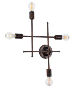 GloboStar® PIPING 00662 Vintage Industrial Επιτοίχιο Φωτιστικό Πολύφωτο Σκούρο Καφέ- Χάλκινο Μεταλλικό Πλέγμα Μ40 x Π9 x Υ52cm