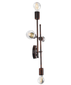 GloboStar® PIPING 00662 Vintage Industrial Επιτοίχιο Φωτιστικό Πολύφωτο Σκούρο Καφέ- Χάλκινο Μεταλλικό Πλέγμα Μ40 x Π9 x Υ52cm