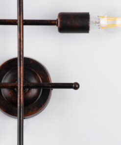 GloboStar® PIPING 00662 Vintage Industrial Επιτοίχιο Φωτιστικό Πολύφωτο Σκούρο Καφέ- Χάλκινο Μεταλλικό Πλέγμα Μ40 x Π9 x Υ52cm