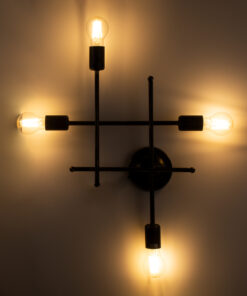 GloboStar® PIPING 00663 Vintage Επιτοίχιο Φωτιστικό Πολύφωτο 4xE27 AC220-240V IP20 – Μ40 x Π9 x Υ52cm – Μπρούτζινο Μεταλλικό Πλέγμα