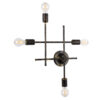 GloboStar® PIPING 00663 Vintage Επιτοίχιο Φωτιστικό Πολύφωτο 4xE27 AC220-240V IP20 – Μ40 x Π9 x Υ52cm – Μπρούτζινο Μεταλλικό Πλέγμα