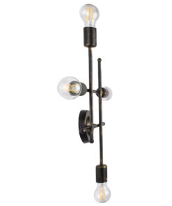 GloboStar® PIPING 00663 Vintage Επιτοίχιο Φωτιστικό Πολύφωτο 4xE27 AC220-240V IP20 – Μ40 x Π9 x Υ52cm – Μπρούτζινο Μεταλλικό Πλέγμα