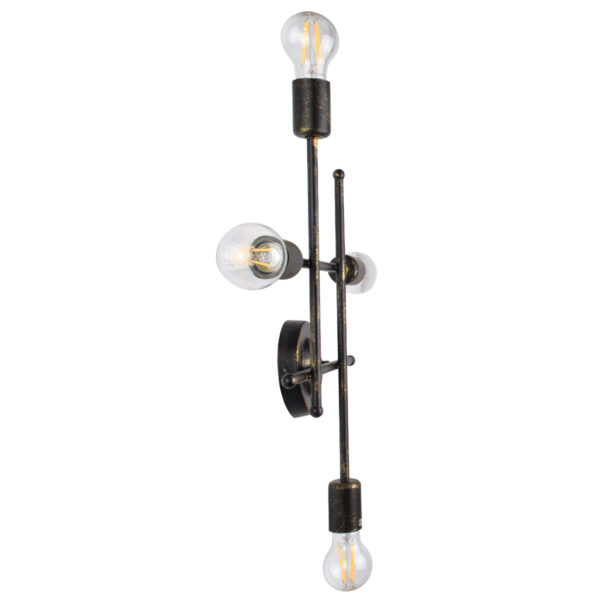GloboStar® PIPING 00663 Vintage Επιτοίχιο Φωτιστικό Πολύφωτο 4xE27 AC220-240V IP20 – Μ40 x Π9 x Υ52cm – Μπρούτζινο Μεταλλικό Πλέγμα