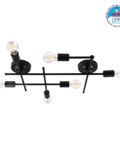 GloboStar® PIPING 00664 Vintage Industrial Επιτοίχιο Φωτιστικό Πολύφωτο Μαύρο Μεταλλικό Πλέγμα Μ66 x Π9.5 x Υ49cm