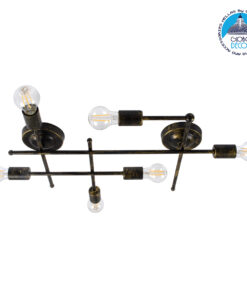 GloboStar® PIPING 00666 Vintage Industrial Επιτοίχιο Φωτιστικό Πολύφωτο Μπρούτζινο Μεταλλικό Πλέγμα Μ66 x Π9.5 x Υ49cm