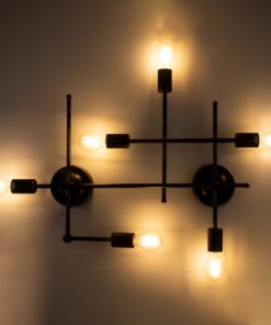 GloboStar® PIPING 00666-1 Vintage Industrial Φωτιστικό Οροφής Πολύφωτο Μπρούτζινο Μεταλλικό Πλέγμα Μ66 x Π9.5 x Υ49cm