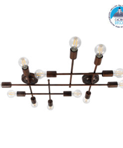 GloboStar® PIPING 00668 Vintage Industrial Επιτοίχιο Φωτιστικό Πολύφωτο Χάλκινο Μεταλλικό Πλέγμα Μ78.5 x Π9.5 x Υ64cm