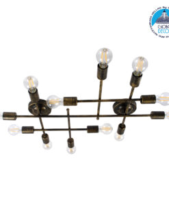 GloboStar® PIPING 00669 Vintage Industrial Επιτοίχιο Φωτιστικό Πολύφωτο Μπρούτζινο Μεταλλικό Πλέγμα Μ78.5 x Π9.5 x Υ64cm