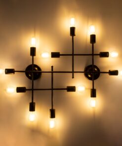 GloboStar® PIPING 00669-1 Vintage Industrial Φωτιστικό Οροφής Πολύφωτο Μπρούτζινο Μεταλλικό Πλέγμα Μ78.5 x Π9.5 x Υ64cm