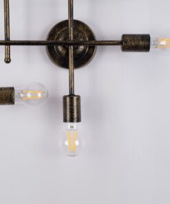 GloboStar® PIPING 00669-1 Vintage Industrial Φωτιστικό Οροφής Πολύφωτο Μπρούτζινο Μεταλλικό Πλέγμα Μ78.5 x Π9.5 x Υ64cm