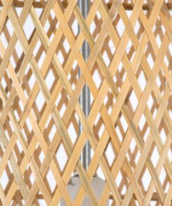 GloboStar® CALERO 00671 Μοντέρνο Κρεμαστό Φωτιστικό Οροφής Μονόφωτο 1 x E27 Μπεζ Μπαμπού Καμπάνα Φ50 x Υ110cm