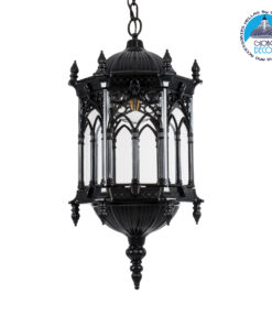 GloboStar® DARCY 00672 Vintage Κρεμαστό Φωτιστικό Οροφής Μονόφωτο 1 x E27 Μαύρο Μεταλλικό Φανάρι Πλέγμα Φ35 x Υ61cm