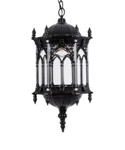 GloboStar® DARCY 00672 Vintage Κρεμαστό Φωτιστικό Οροφής Μονόφωτο 1 x E27 Μαύρο Μεταλλικό Φανάρι Πλέγμα Φ35 x Υ61cm