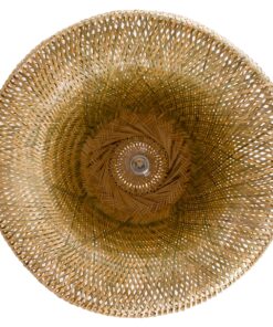 GloboStar® SAN TROPEZ 00674 Vintage Κρεμαστό Φωτιστικό Οροφής Μονόφωτο 1 x E27 Καφέ Ξύλινο Bamboo Φ80 x Υ28cm