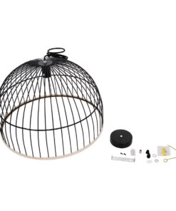 GloboStar® NEVIS 00681 Μοντέρνο Κρεμαστό Φωτιστικό Οροφής Μονόφωτο 1 x E27 Μαύρο Μεταλλικό Καμπάνα Πλέγμα Φ49 x Υ34.5cm
