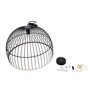 GloboStar® NEVIS 00681 Μοντέρνο Κρεμαστό Φωτιστικό Οροφής Μονόφωτο 1 x E27 Μαύρο Μεταλλικό Καμπάνα Πλέγμα Φ49 x Υ34.5cm