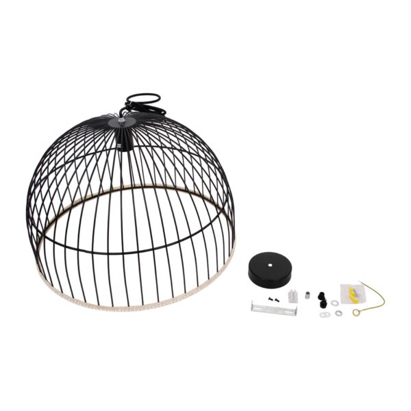 GloboStar® NEVIS 00681 Μοντέρνο Κρεμαστό Φωτιστικό Οροφής Μονόφωτο 1 x E27 Μαύρο Μεταλλικό Καμπάνα Πλέγμα Φ49 x Υ34.5cm