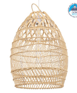GloboStar® TAHITI 00710 Vintage Κρεμαστό Φωτιστικό Οροφής Μονόφωτο 1 x E27 Μπεζ Ξύλινο Bamboo Φ38 x Y50cm