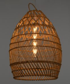 GloboStar® TAHITI 00710 Vintage Κρεμαστό Φωτιστικό Οροφής Μονόφωτο 1 x E27 Μπεζ Ξύλινο Bamboo Φ38 x Y50cm