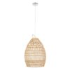 GloboStar® TAHITI 00710 Vintage Κρεμαστό Φωτιστικό Οροφής Μονόφωτο 1 x E27 Μπεζ Ξύλινο Bamboo Φ38 x Y50cm