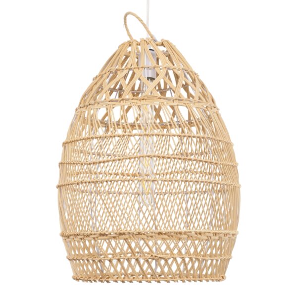 GloboStar® TAHITI 00710 Vintage Κρεμαστό Φωτιστικό Οροφής Μονόφωτο 1 x E27 Μπεζ Ξύλινο Bamboo Φ38 x Y50cm
