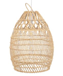 GloboStar® TAHITI 00710 Vintage Κρεμαστό Φωτιστικό Οροφής Μονόφωτο 1 x E27 Μπεζ Ξύλινο Bamboo Φ38 x Y50cm