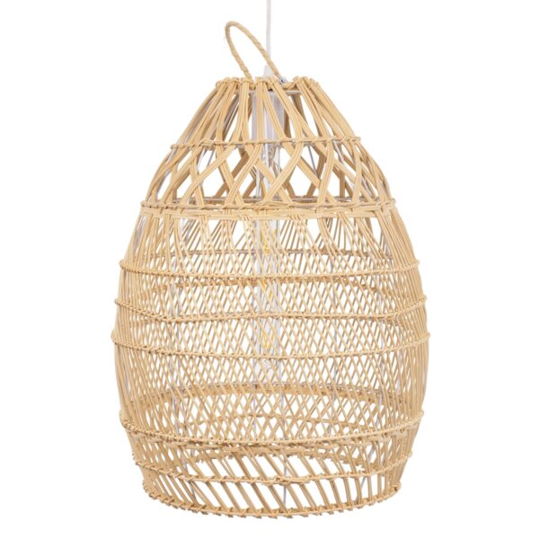 GloboStar® TAHITI 00710 Vintage Κρεμαστό Φωτιστικό Οροφής Μονόφωτο 1 x E27 Μπεζ Ξύλινο Bamboo Φ38 x Y50cm