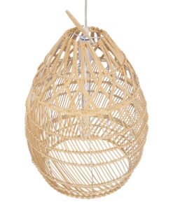 GloboStar® TAHITI 00710 Vintage Κρεμαστό Φωτιστικό Οροφής Μονόφωτο 1 x E27 Μπεζ Ξύλινο Bamboo Φ38 x Y50cm