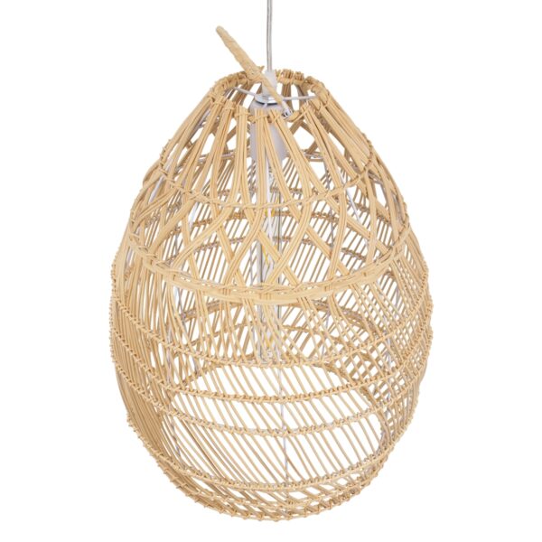 GloboStar® TAHITI 00710 Vintage Κρεμαστό Φωτιστικό Οροφής Μονόφωτο 1 x E27 Μπεζ Ξύλινο Bamboo Φ38 x Y50cm
