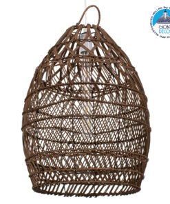 GloboStar® TAHITI 00711 Vintage Κρεμαστό Φωτιστικό Οροφής Μονόφωτο 1 x E27 Καφέ Ξύλινο Bamboo Φ38 x Y50cm