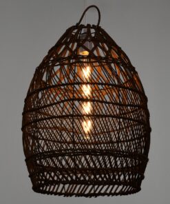 GloboStar® TAHITI 00711 Vintage Κρεμαστό Φωτιστικό Οροφής Μονόφωτο 1 x E27 Καφέ Ξύλινο Bamboo Φ38 x Y50cm